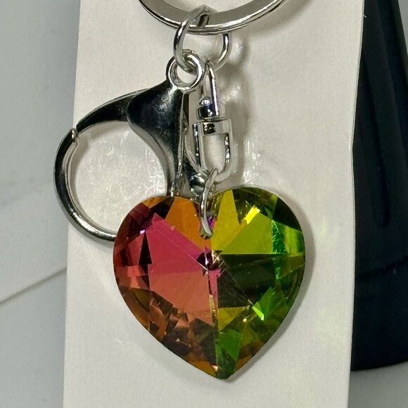 Vitriol Crystal Heart Keychain Charm -  Silver Accent - Picture 4 of 4